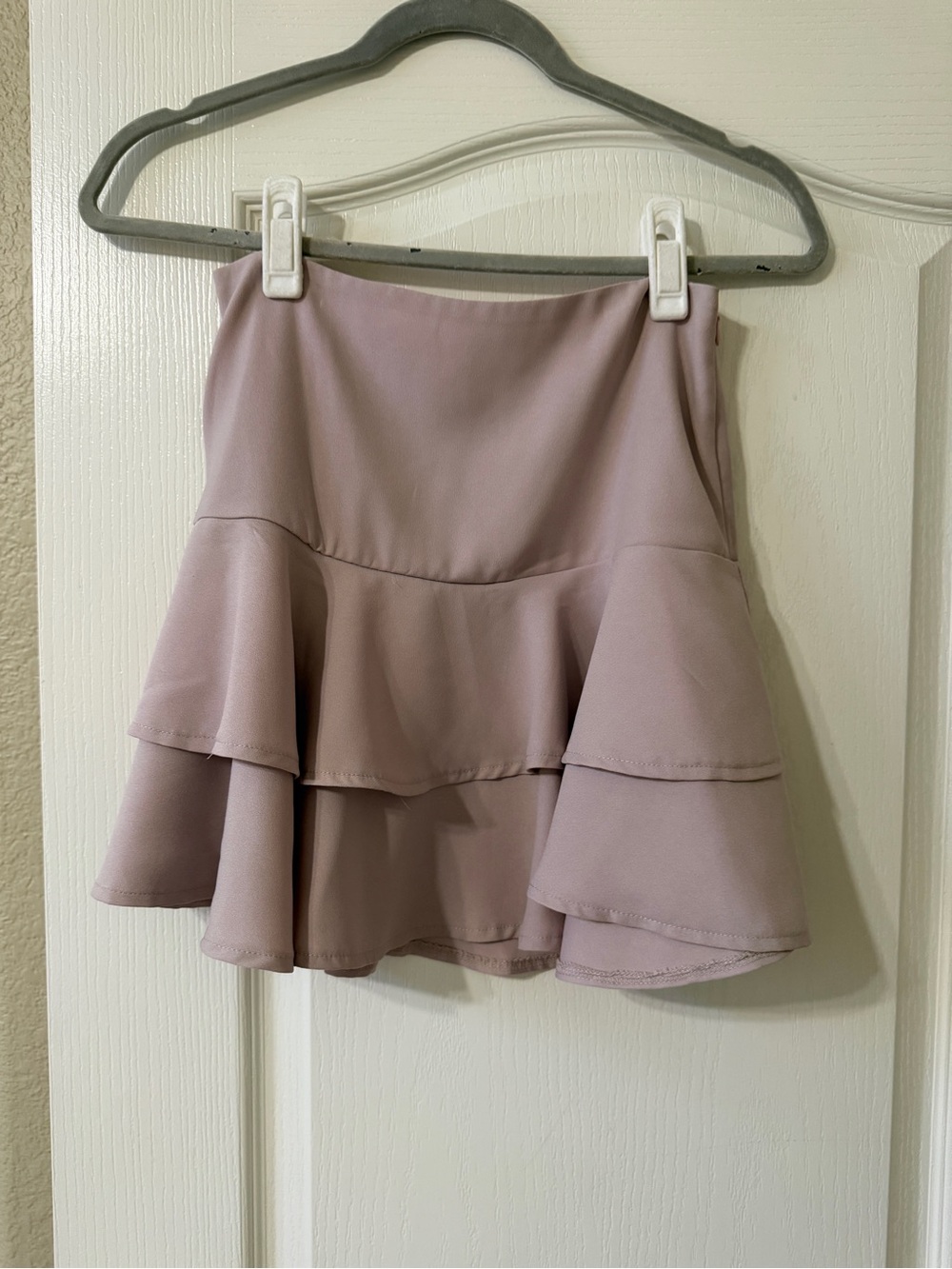 She + Sky Mauve Layered Ruffle Mini Skirt